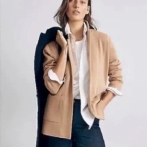 J Crew L Women's Sophie Open Front Sweater Blazer in Camel - Picture 1 of 5